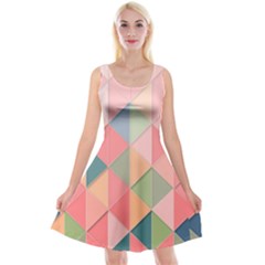 Background Geometric Triangle Reversible Velvet Sleeveless Dress by Sarkoni