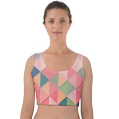 Background Geometric Triangle Velvet Crop Top by Sarkoni