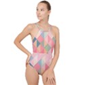 Background Geometric Triangle High Neck One Piece Swimsuit View1