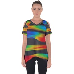 Colorful Background Cut Out Side Drop T-shirt