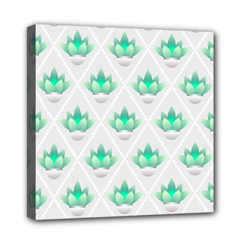 Plant Pattern Green Leaf Flora Mini Canvas 8  X 8  (stretched)