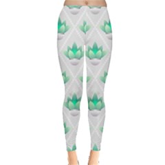 Plant Pattern Green Leaf Flora Everyday Leggings  by Sarkoni