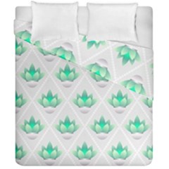 Plant Pattern Green Leaf Flora Duvet Cover Double Side (California King Size)