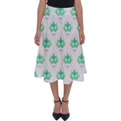 Plant Pattern Green Leaf Flora Perfect Length Midi Skirt