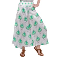 Plant Pattern Green Leaf Flora Women s Satin Palazzo Pants