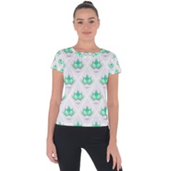 Plant Pattern Green Leaf Flora Short Sleeve Sports Top 