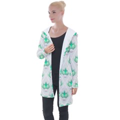 Plant Pattern Green Leaf Flora Longline Hooded Cardigan