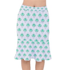 Plant Pattern Green Leaf Flora Short Mermaid Skirt