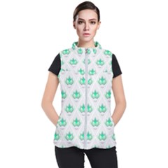 Plant Pattern Green Leaf Flora Women s Puffer Vest