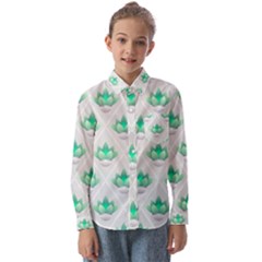 Plant Pattern Green Leaf Flora Kids  Long Sleeve Shirt