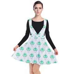 Plant Pattern Green Leaf Flora Plunge Pinafore Dress