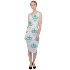 Plant Pattern Green Leaf Flora Sleeveless Pencil Dress