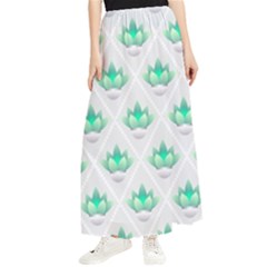 Plant Pattern Green Leaf Flora Maxi Chiffon Skirt