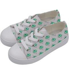 Plant Pattern Green Leaf Flora Kids  Low Top Canvas Sneakers