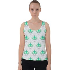 Plant Pattern Green Leaf Flora Velvet Tank Top