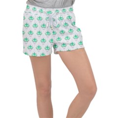 Plant Pattern Green Leaf Flora Women s Velour Lounge Shorts