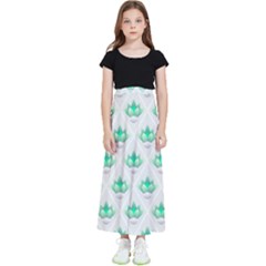 Plant Pattern Green Leaf Flora Kids  Flared Maxi Skirt