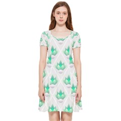 Plant Pattern Green Leaf Flora Inside Out Cap Sleeve Dress