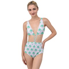 Plant Pattern Green Leaf Flora Tied Up Two Piece Swimsuit