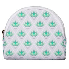 Plant Pattern Green Leaf Flora Horseshoe Style Canvas Pouch