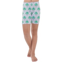 Plant Pattern Green Leaf Flora Kids  Lightweight Velour Capri Yoga Leggings