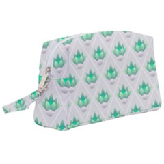 Plant Pattern Green Leaf Flora Wristlet Pouch Bag (Large)