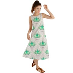 Plant Pattern Green Leaf Flora Summer Maxi Dress