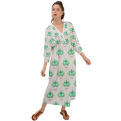 Plant Pattern Green Leaf Flora Grecian Style  Maxi Dress