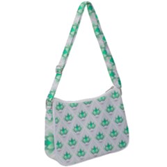 Plant Pattern Green Leaf Flora Zip Up Shoulder Bag