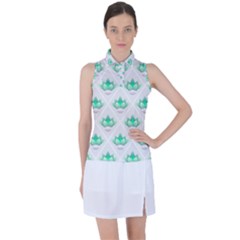 Plant Pattern Green Leaf Flora Women s Sleeveless Polo T-Shirt