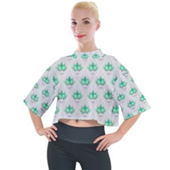 Plant Pattern Green Leaf Flora Mock Neck T-Shirt