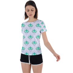 Plant Pattern Green Leaf Flora Back Circle Cutout Sports T-Shirt