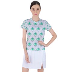 Plant Pattern Green Leaf Flora Women s Sports Top