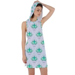 Plant Pattern Green Leaf Flora Racer Back Hoodie Dress