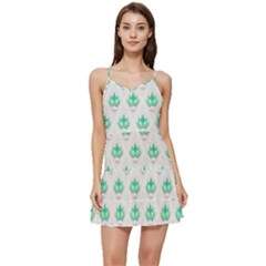 Plant Pattern Green Leaf Flora Short Frill Dress