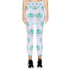 Plant Pattern Green Leaf Flora Pocket Leggings 