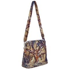 Tree Forest Woods Nature Landscape Zipper Messenger Bag