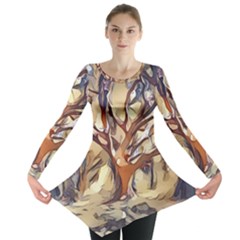 Tree Forest Woods Nature Landscape Long Sleeve Tunic 