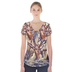 Tree Forest Woods Nature Landscape Short Sleeve Front Detail Top