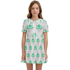 Plant Pattern Green Leaf Flora Kids  Sweet Collar Dress