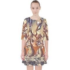 Tree Forest Woods Nature Landscape Quarter Sleeve Pocket Dress