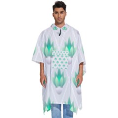 Plant Pattern Green Leaf Flora Men s Hooded Rain Ponchos