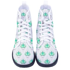 Plant Pattern Green Leaf Flora Men s High-Top Canvas Sneakers