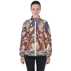 Tree Forest Woods Nature Landscape Women s High Neck Windbreaker