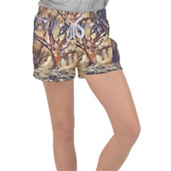 Tree Forest Woods Nature Landscape Women s Velour Lounge Shorts