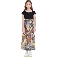 Tree Forest Woods Nature Landscape Kids  Flared Maxi Skirt by Sarkoni