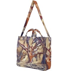 Tree Forest Woods Nature Landscape Square Shoulder Tote Bag by Sarkoni