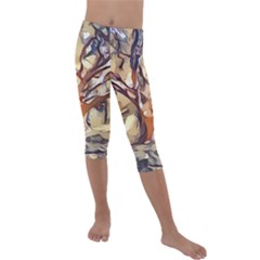 Tree Forest Woods Nature Landscape Kids  Lightweight Velour Capri Leggings 