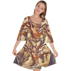 Tree Forest Woods Nature Landscape Velour Kimono Dress