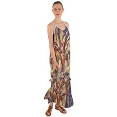 Tree Forest Woods Nature Landscape Cami Maxi Ruffle Chiffon Dress